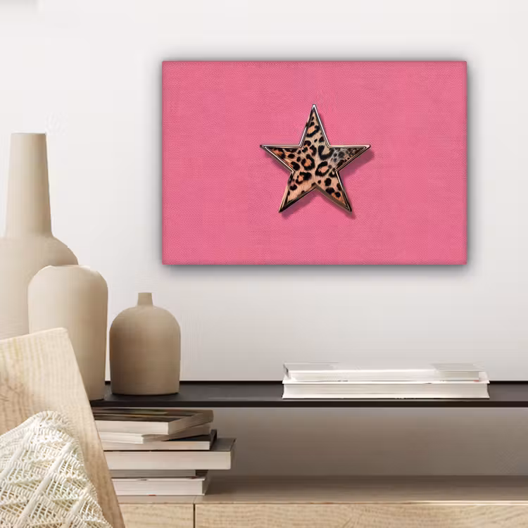 Canvas schilderij - Ster - Luipaard - Print - Roze — 5