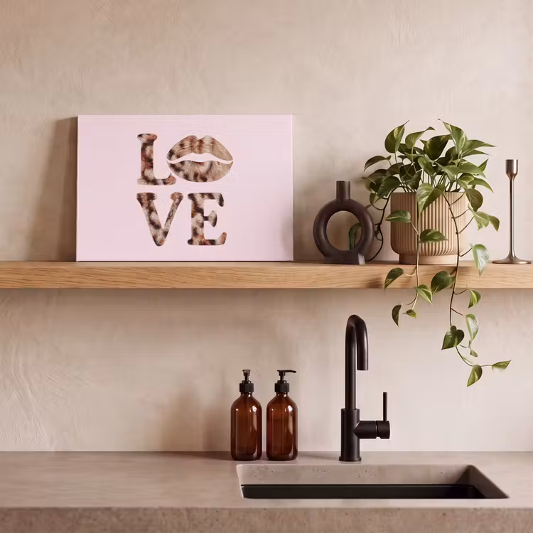 Canvas schilderij - Tekst - Love - Pantervacht - Lichtroze — 3