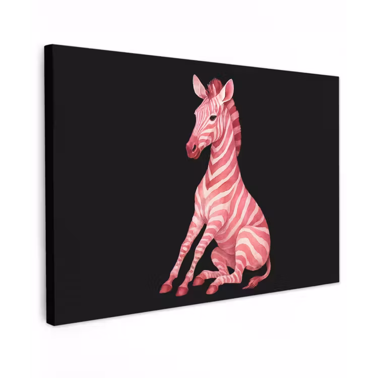 Canvas schilderij - Zebra - Roze - Gestreept — 1