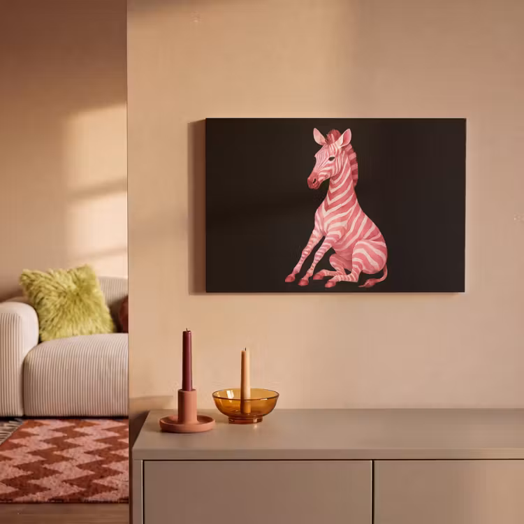 Canvas schilderij - Zebra - Roze - Gestreept — 2