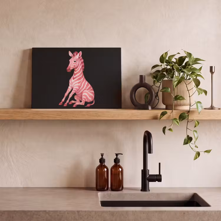 Canvas schilderij - Zebra - Roze - Gestreept — 3