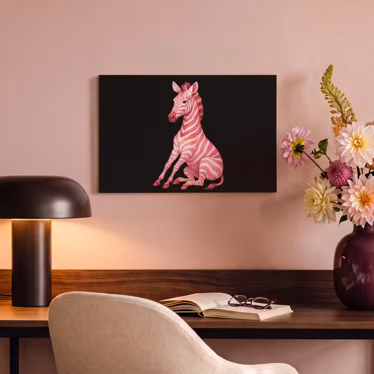 Canvas schilderij - Zebra - Roze - Gestreept — 4