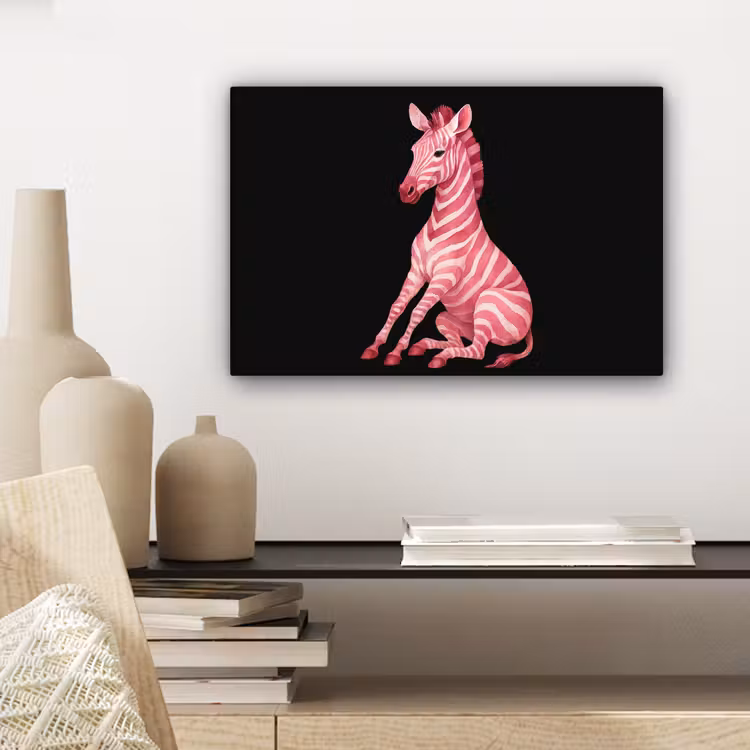 Canvas schilderij - Zebra - Roze - Gestreept — 5