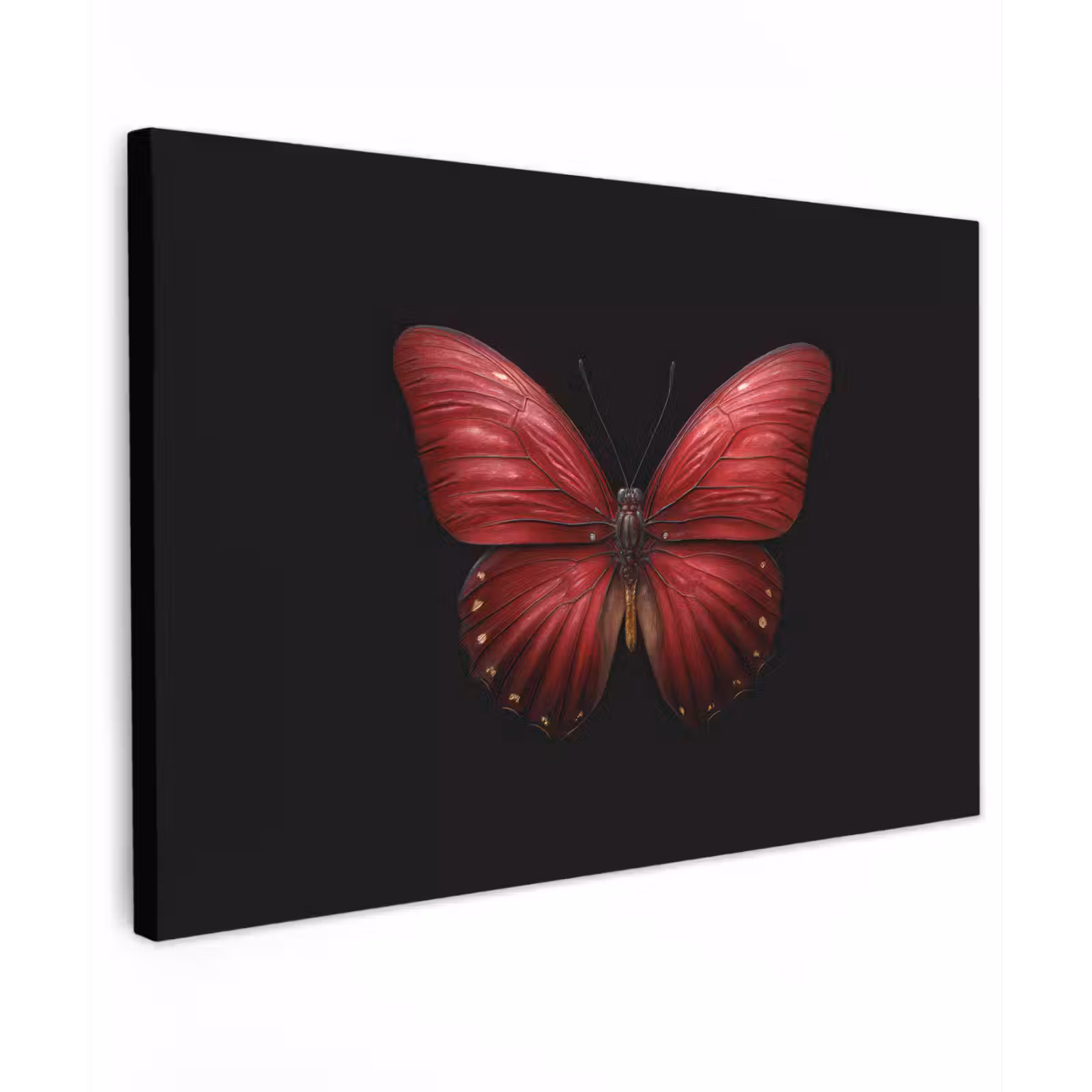 Canvas schilderij - Vlinder - Rood - Minimalistisch — 1