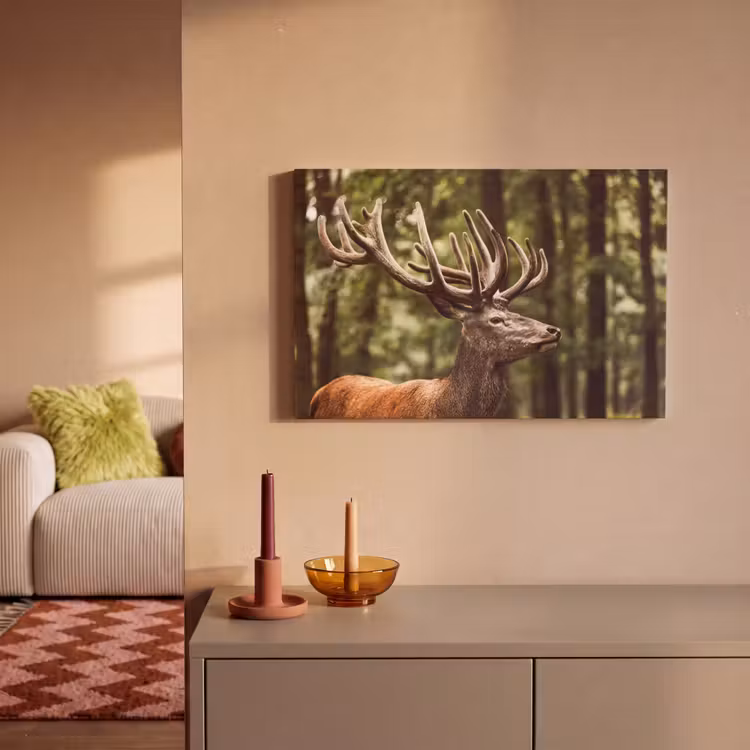 Canvas schilderij - Hert - Natuur - Gewei - Bos - Dieren — 2