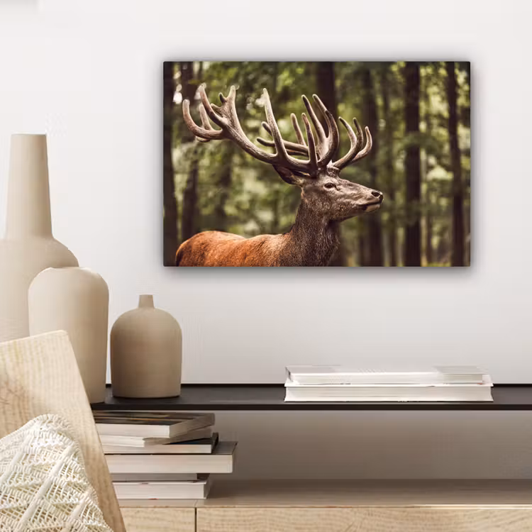 Canvas schilderij - Hert - Natuur - Gewei - Bos - Dieren — 5