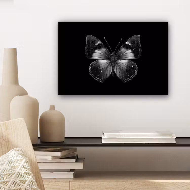 Canvas schilderij - Vlinder - Grijs - Mysterieus — 5