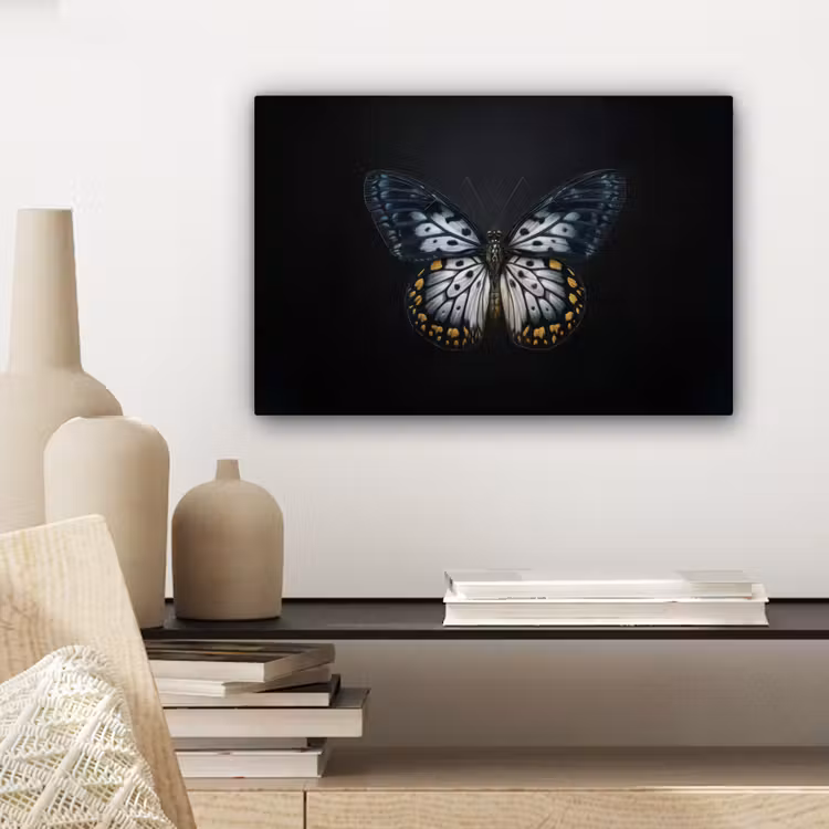 Canvas schilderij - Vlinder - Monochroom - Balans — 5