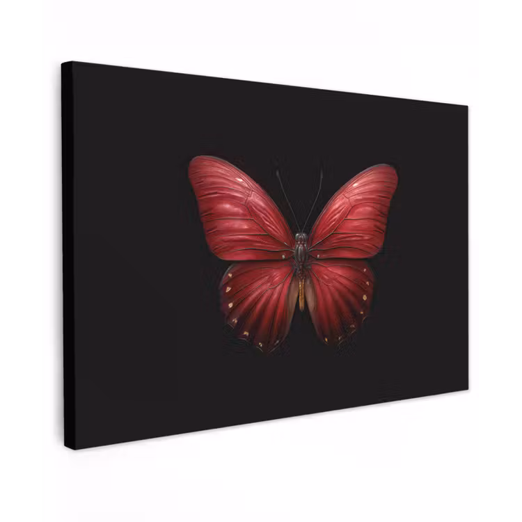 Canvas schilderij - Vlinder - Rood - Minimalistisch — 1