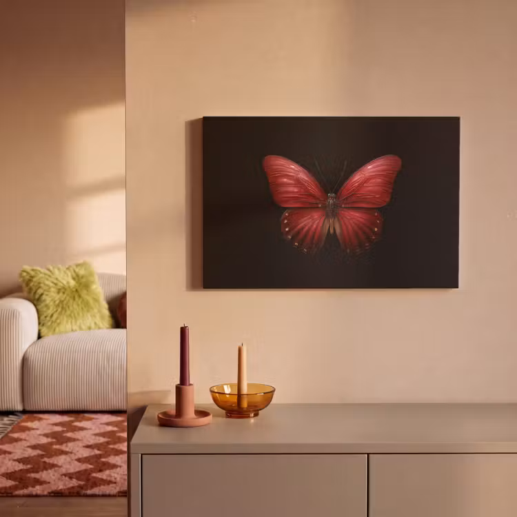 Canvas schilderij - Vlinder - Rood - Minimalistisch — 2