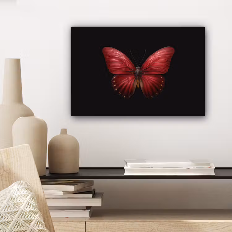 Canvas schilderij - Vlinder - Rood - Minimalistisch — 5