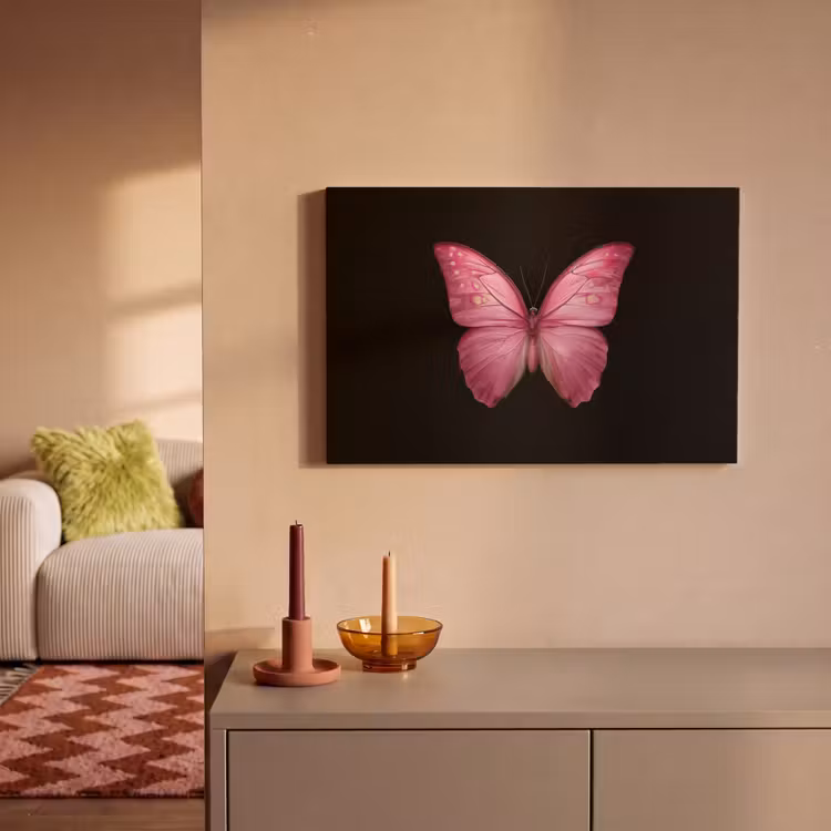 Canvas schilderij - Vlinder - roze - Elegant — 2