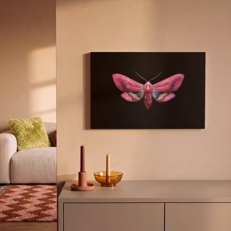 Canvas schilderij - Vlinder - Roze - Nachtvlinder — 2