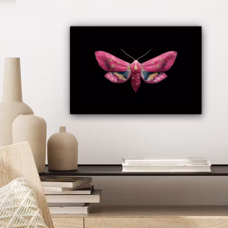 Canvas schilderij - Vlinder - Roze - Nachtvlinder — 5