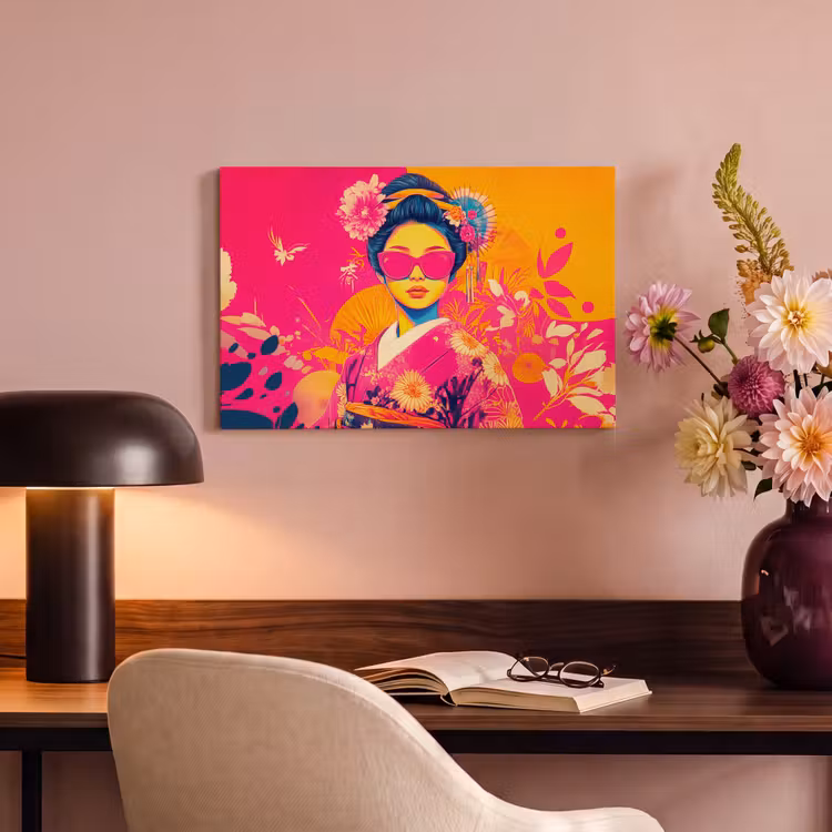 Canvas schilderij - Vrouw - Zonnebril - Abstract - Oranje — 4
