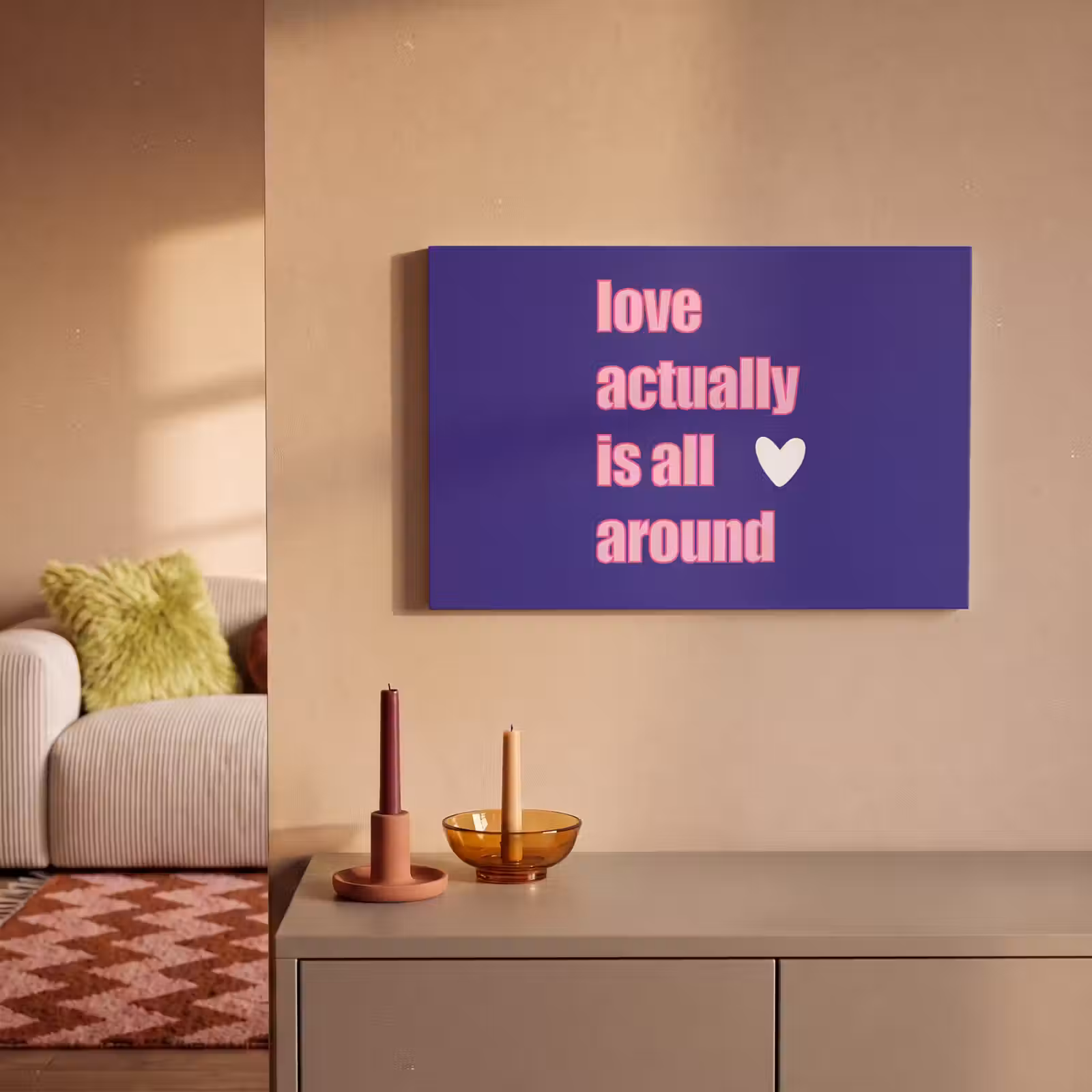 Canvas schilderij - Tekst - Valentijn - Love - Blauw — 1