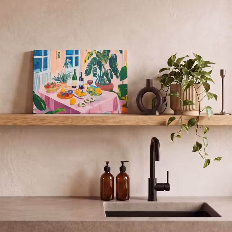 Canvas schilderij - Tafel - Wijn - Fruit — 3