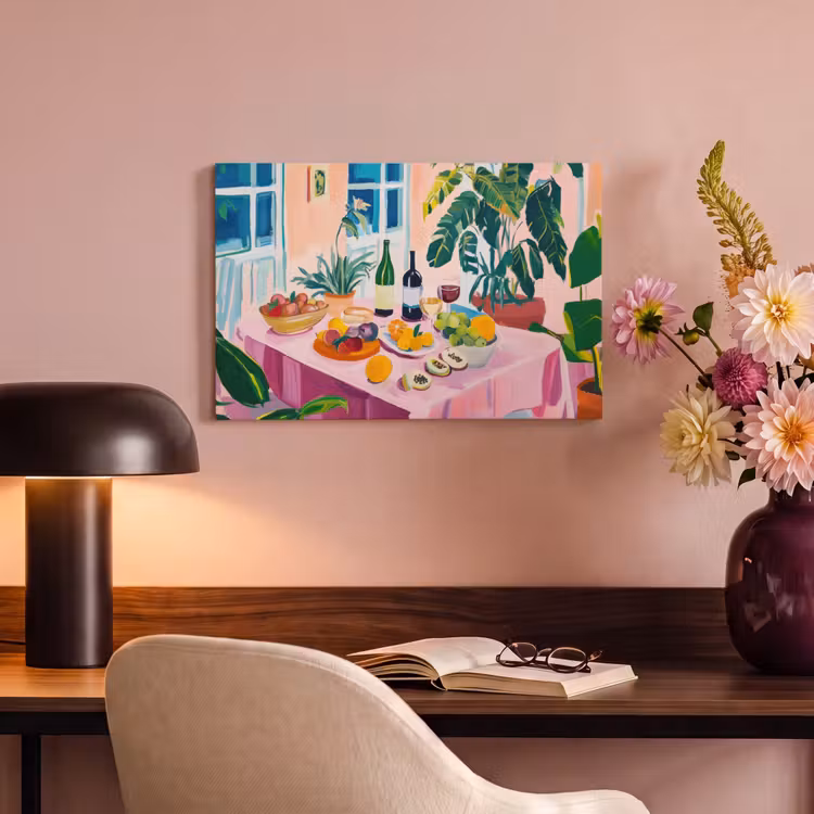 Canvas schilderij - Tafel - Wijn - Fruit — 4