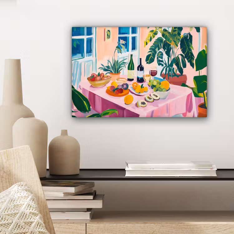 Canvas schilderij - Tafel - Wijn - Fruit — 5