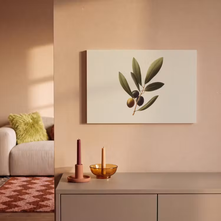 Canvas schilderij - Olijftak - Donkergroen - Olijven — 2