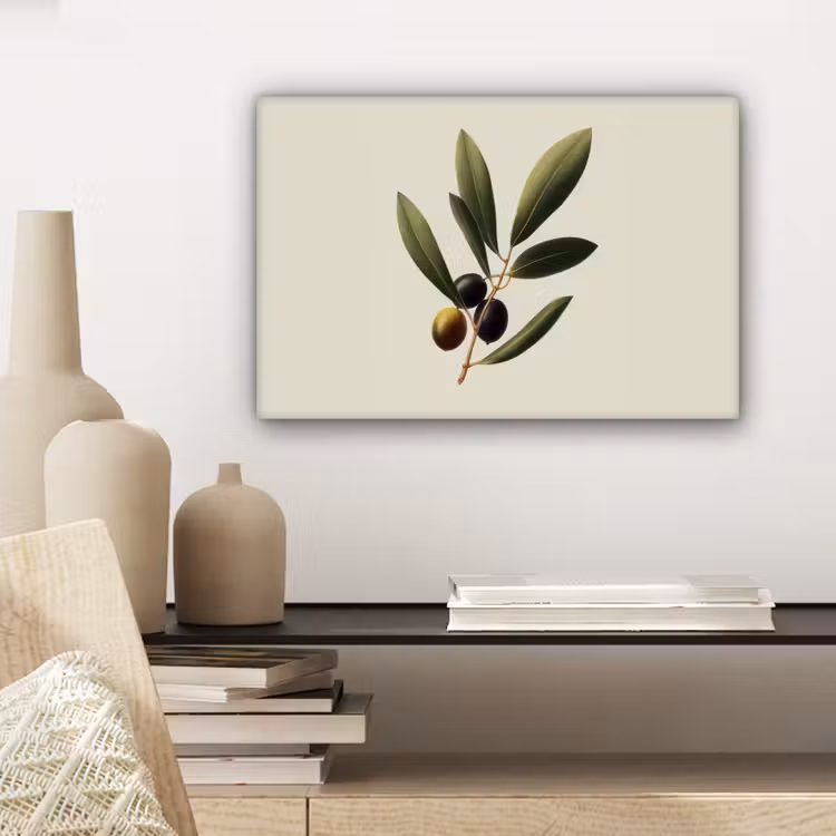 Canvas schilderij - Olijftak - Donkergroen - Olijven — 5