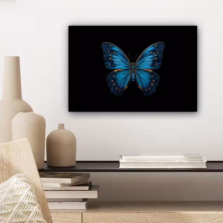Canvas schilderij - Vlinder - Blauw - Contrast — 5