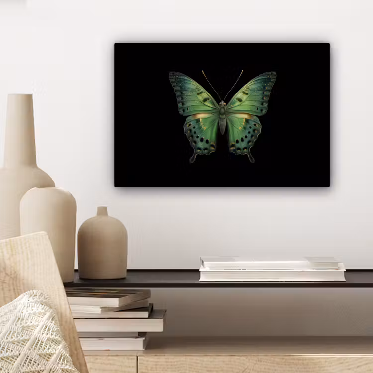 Canvas schilderij - Vlinder - Groen - Diepte — 5