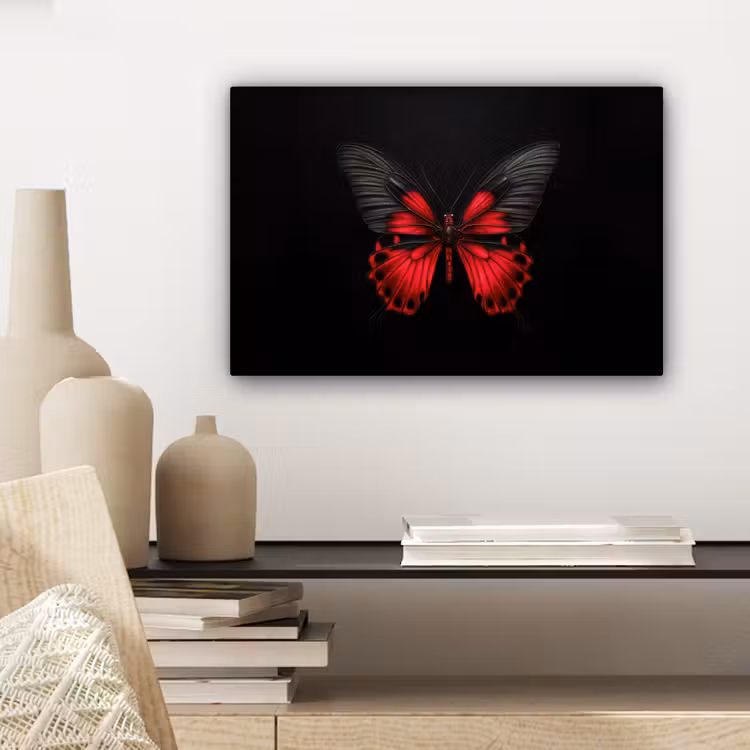 Canvas schilderij - Vlinder - Rood - Contrast — 5