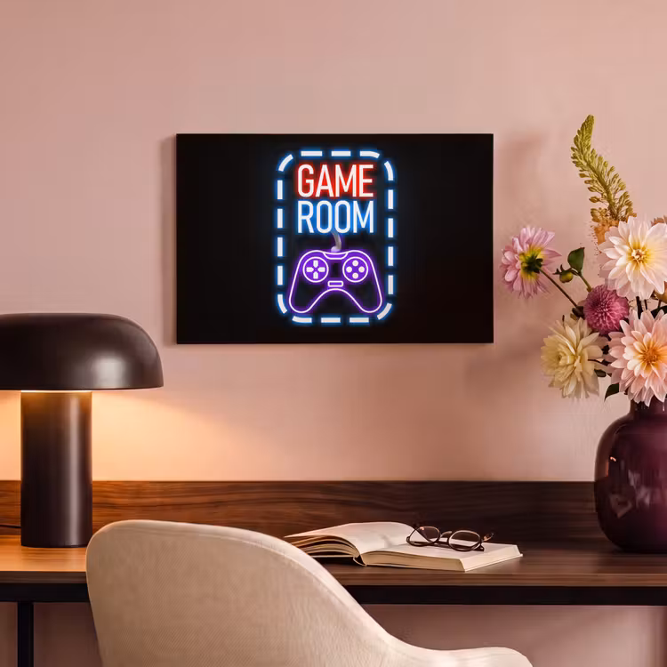 Canvas schilderij - Neon - Quotes - Game room - Controller - Zwart — 4