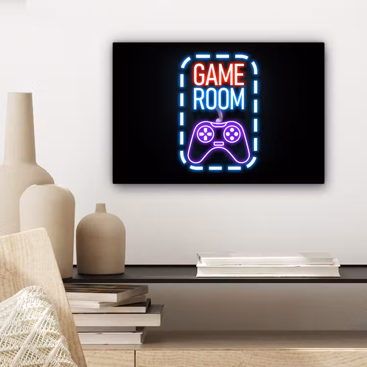 Canvas schilderij - Neon - Quotes - Game room - Controller - Zwart — 5