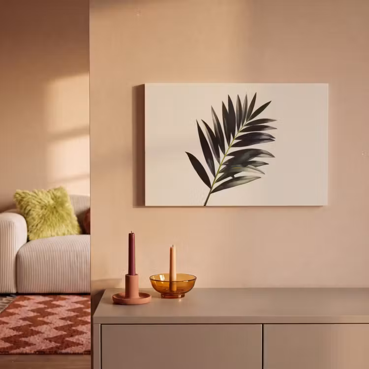 Canvas schilderij - Palmblad - Subtiel - Groen - beige — 2