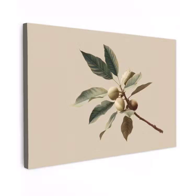 Canvas schilderij - Tak - Groene Bladeren - Vruchten — 1