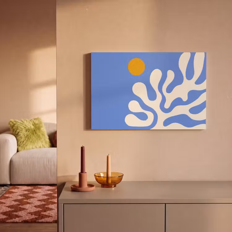 Canvas schilderij - Minimalistisch - Organisch patroon - Blauw — 2