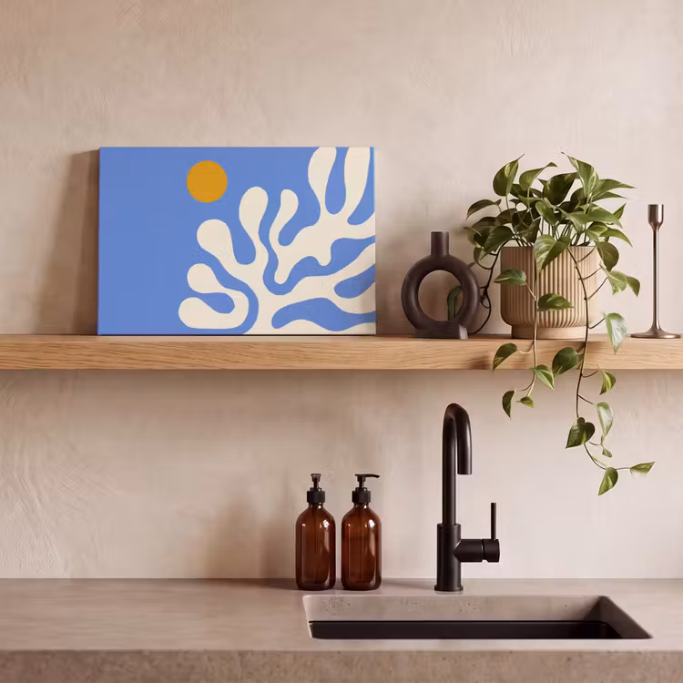Canvas schilderij - Minimalistisch - Organisch patroon - Blauw — 3