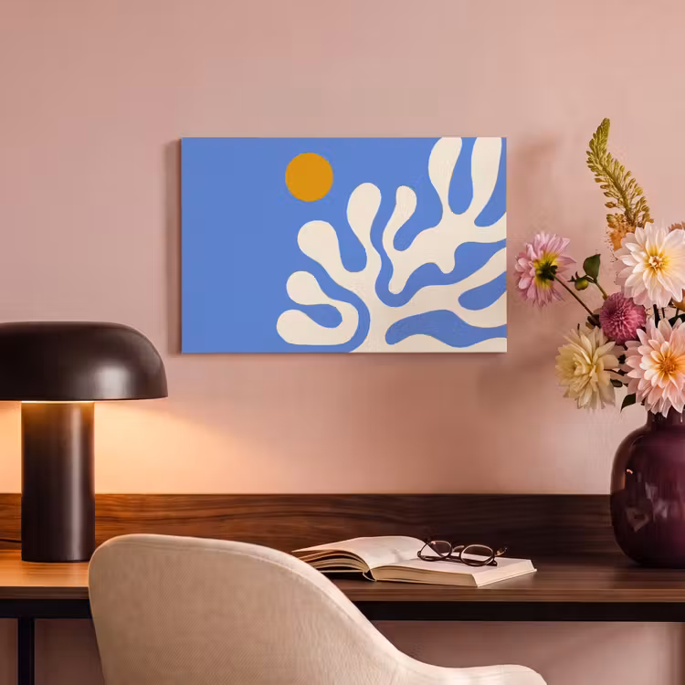Canvas schilderij - Minimalistisch - Organisch patroon - Blauw — 4