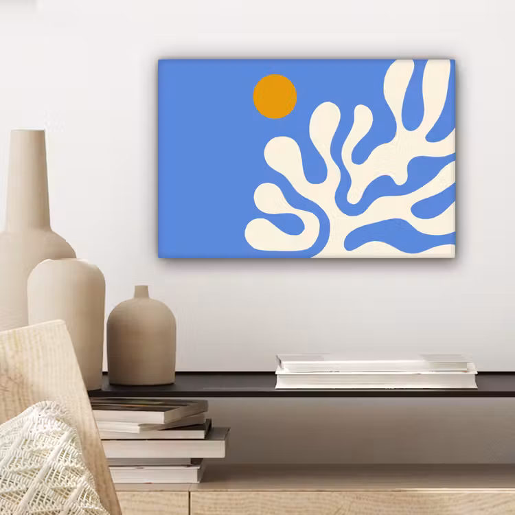 Canvas schilderij - Minimalistisch - Organisch patroon - Blauw — 5