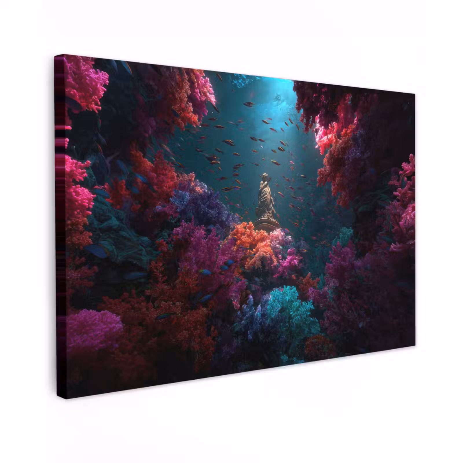 Canvas schilderij - Standbeeld - Zeebodem - Koraal - Kleurrijk — 1
