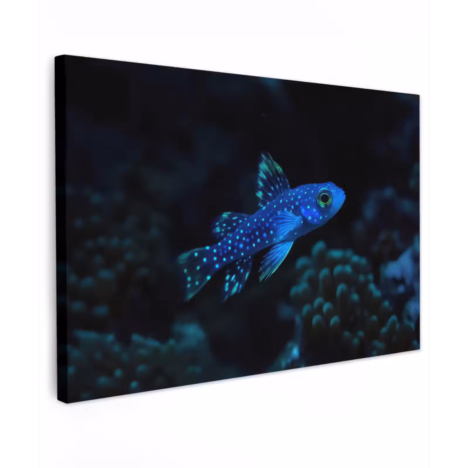 Canvas schilderij - Vis - Stippen - Koraal - Blauw — 1