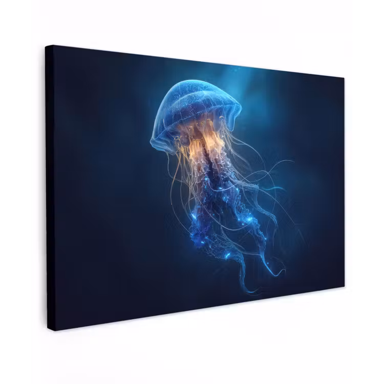 Canvas schilderij - Kwal - Lichtgevend - Tentakels - Blauw — 1