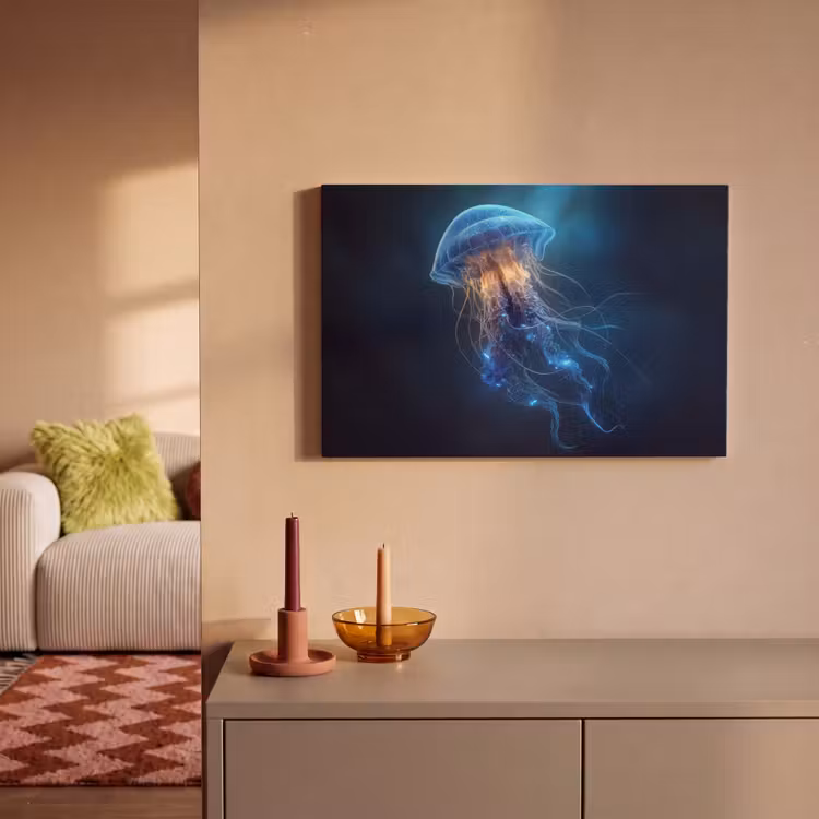 Canvas schilderij - Kwal - Lichtgevend - Tentakels - Blauw — 2