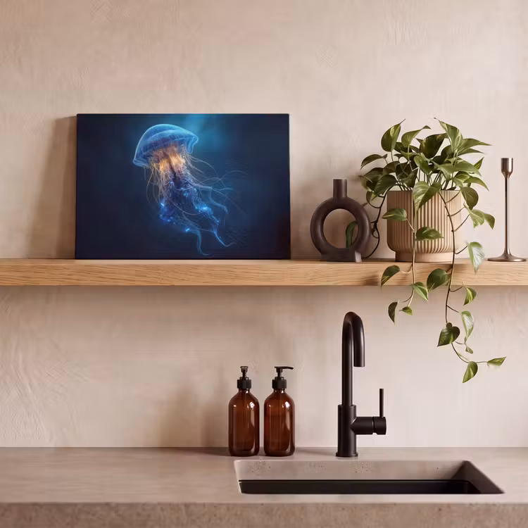 Canvas schilderij - Kwal - Lichtgevend - Tentakels - Blauw — 3