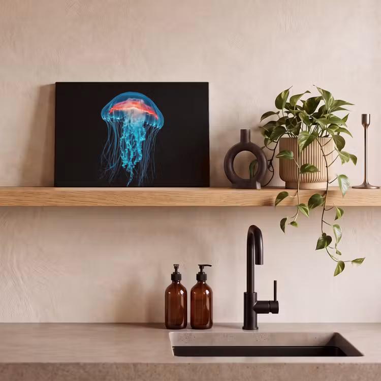 Canvas schilderij - Kwal - Tentakels - Blauw - Licht — 3