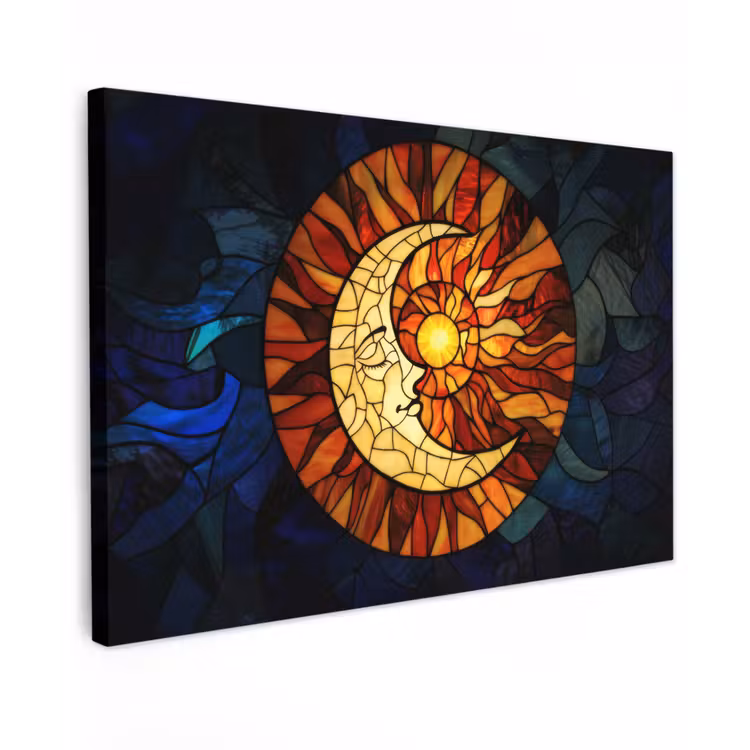 Canvas schilderij - Mozaïek - Glas - Maan - Donkerblauw — 1
