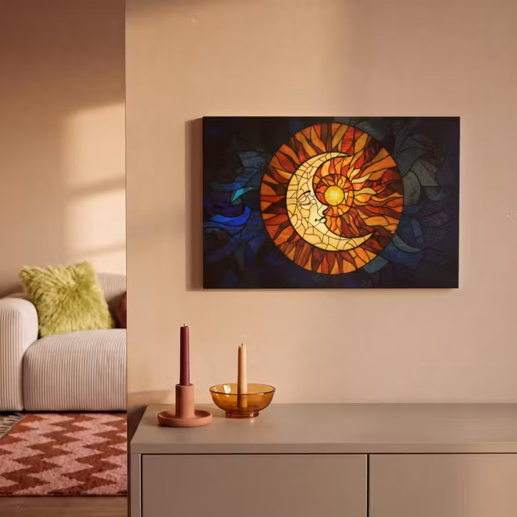 Canvas schilderij - Mozaïek - Glas - Maan - Donkerblauw — 2