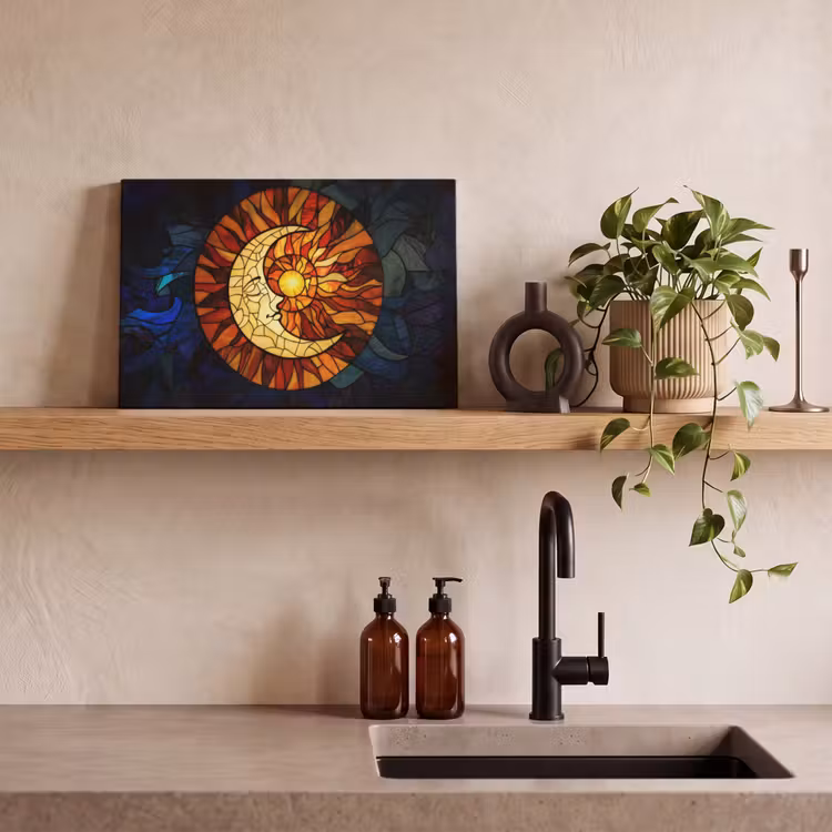 Canvas schilderij - Mozaïek - Glas - Maan - Donkerblauw — 3