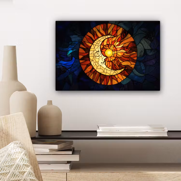 Canvas schilderij - Mozaïek - Glas - Maan - Donkerblauw — 5