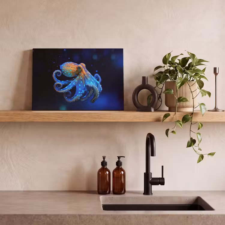 Canvas schilderij - Octopus - Stippen - Blauw - Zee — 3