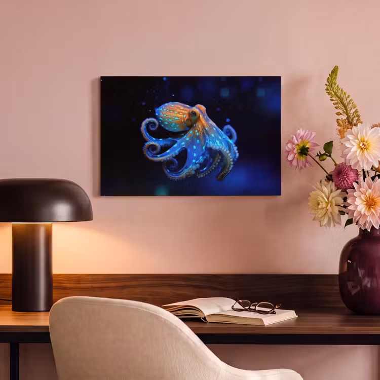 Canvas schilderij - Octopus - Stippen - Blauw - Zee — 4