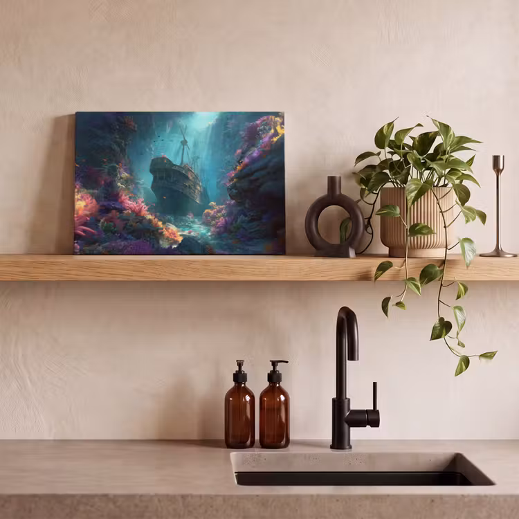 Canvas schilderij - Schip - Hout - Koraalriffen - Zonlicht — 3