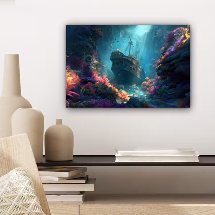 Canvas schilderij - Schip - Hout - Koraalriffen - Zonlicht — 5